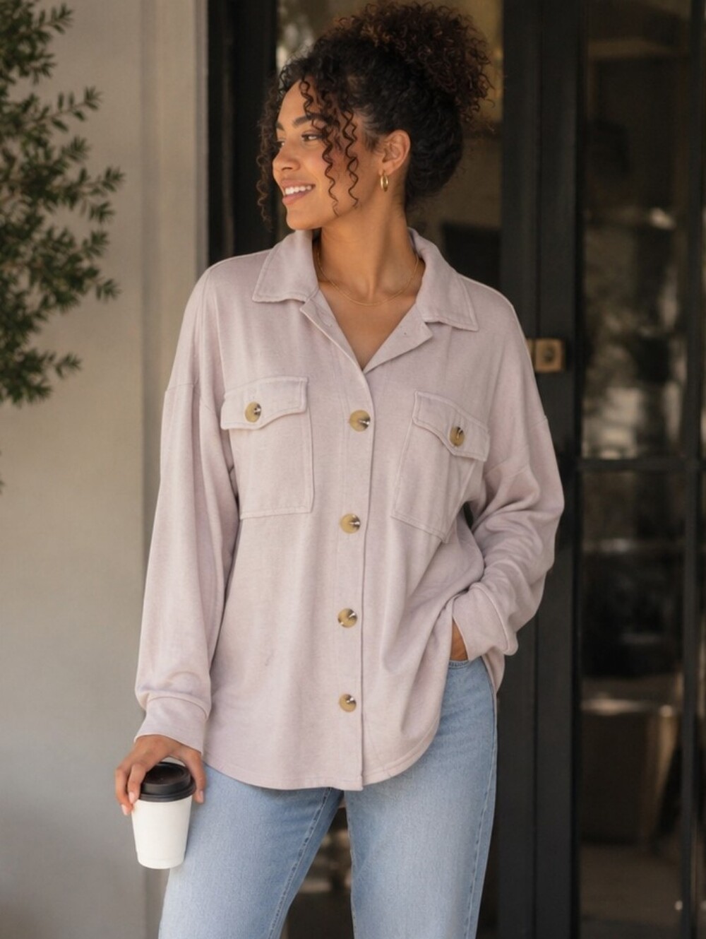 Hippie Rose Dusty Pink Shacket Shirt Jacket Women’s Top Medium